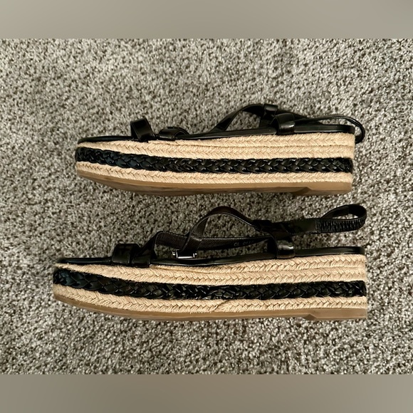 CHRISTIAN DIOR Size 40 9.5 Black Patent Leather Wedge Espadrille Low Sandals - Picture 5 of 10